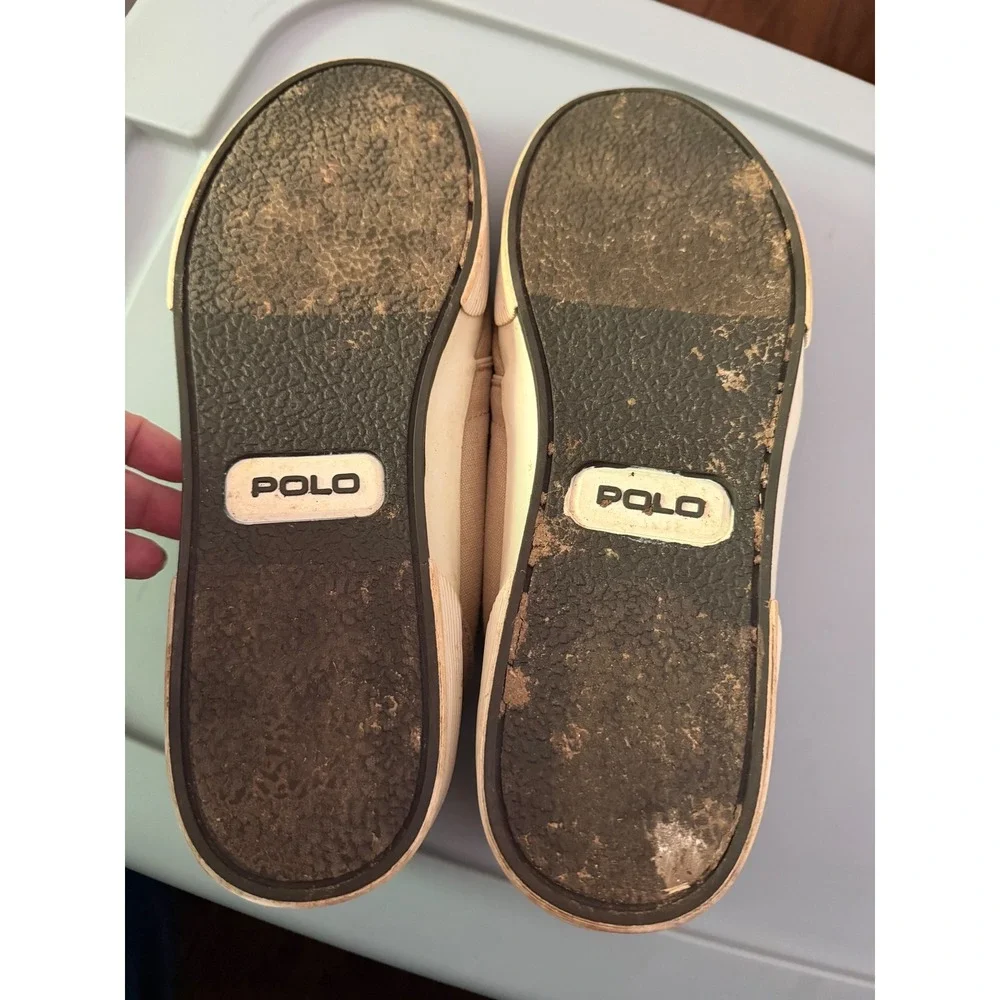 Polo Ralph Lauren Faxon Low Tan Canvas‎ Sneakers Leather Laces 11D 00001629 L12